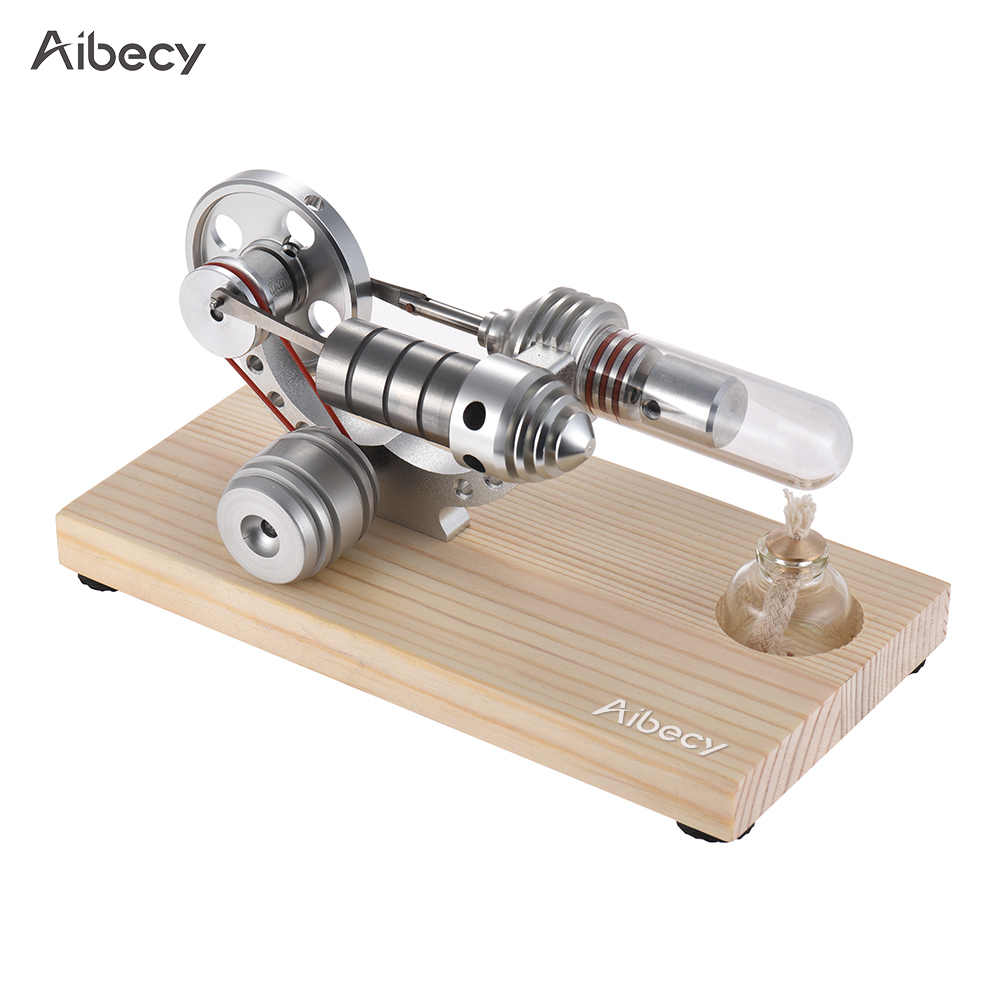 Aibecy 미니 뜨거운 공기 스털링 엔진 모터 모델 전기 발전기 나무 자료 물리학 과학 교육 장난감